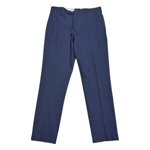 TED BAKER Blue Luxury Designer Pleated Business Casual Dress Pants Mens 34x32
